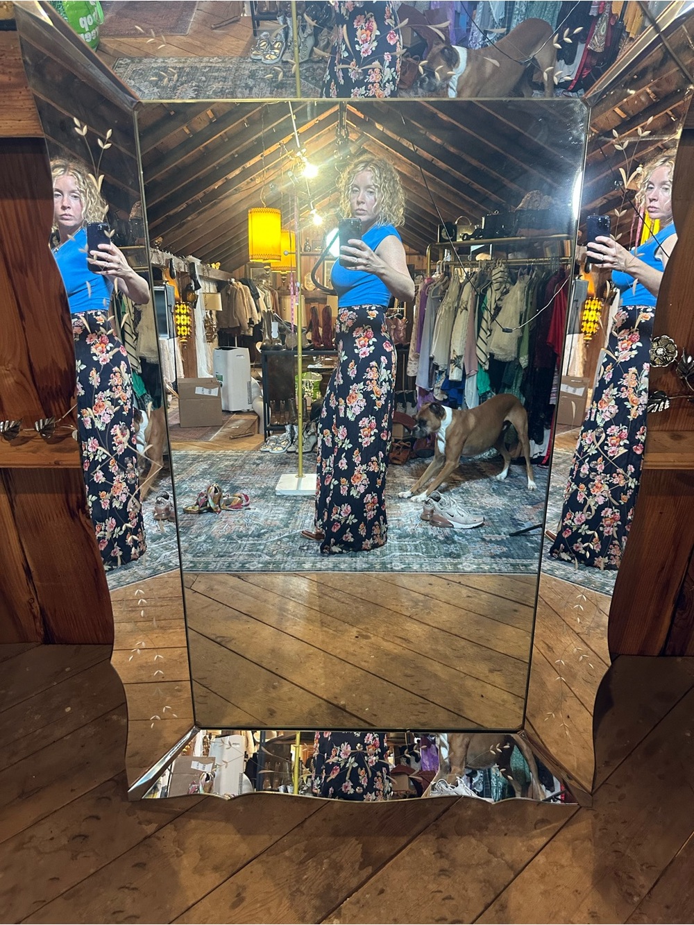 Flynn Skye Black Floral Maxi Skirt with Pink and Cream Blooms - Picture 4 of 5